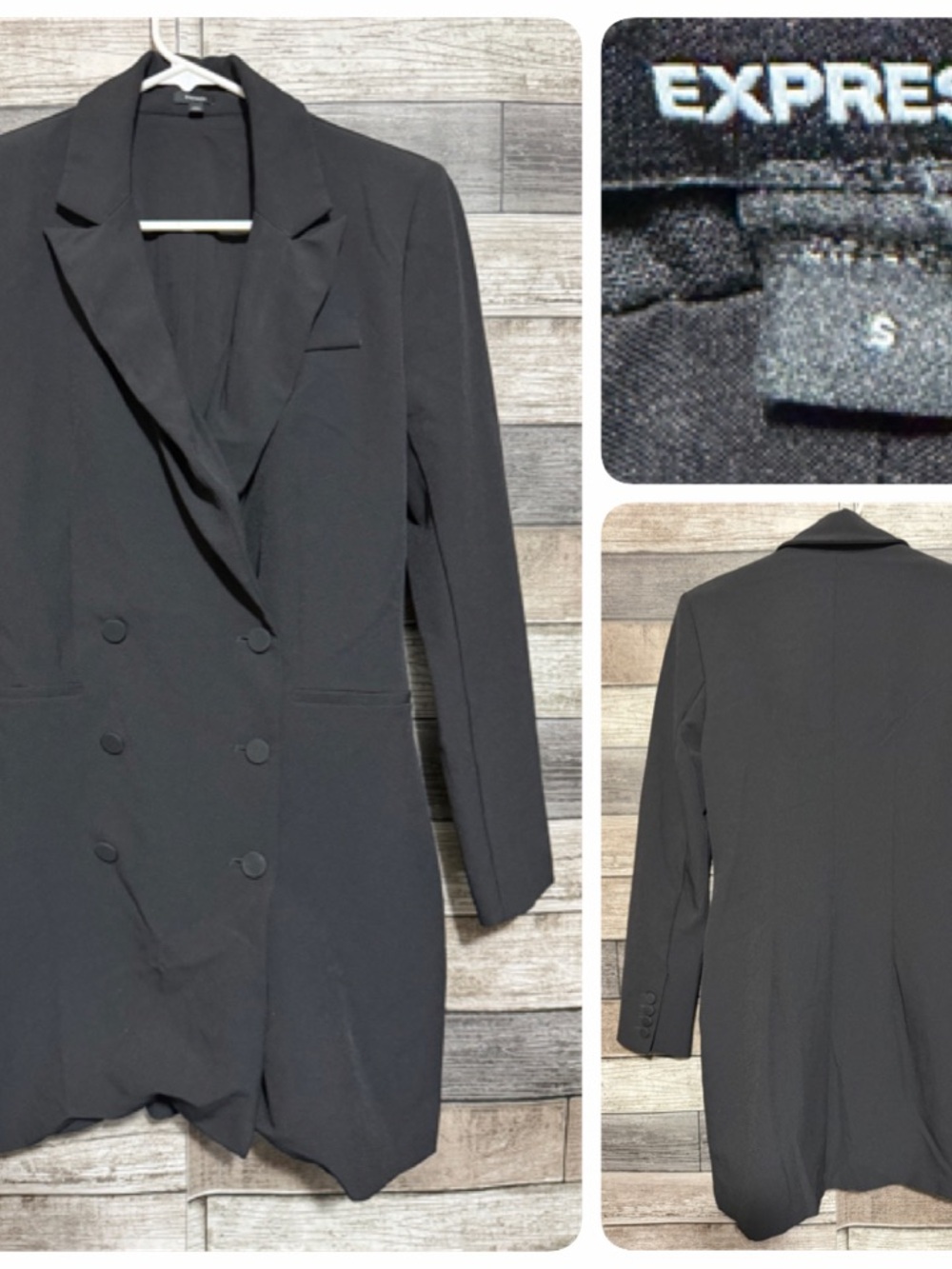 Express Double Breasted Slim Long Blazer Women’s S Black